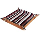 Diener Tablett aus Leder, schwarz und weiß mit roten Streifen bedruckt, Controller, Schlüssel, Uhren, Münzen, Schmuck, Aufbewahrungsbox für Nachttisch, Kommode, Schreibtisch, Zuhause, Küche, Bü