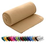 Polar Fleecedecke OekoTex 130x160 cm ca. 400g schwer mit Anti-Pilling und Kettelrand beige S