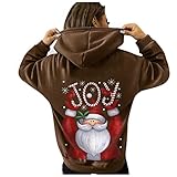 Eaylis Damen Pullover Hoodie Rentier Motiv Weihnachtspullover Loose Kapuzenpullover Weihnachten Pullis Sweatshirt Baumwollpullover Teenager Mädchen Basics Plus Sized Pullover Top