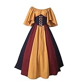 BOOMJIU Damen Mittelalter Kleid Renaissance Gothic Court Retro Frauen Kleider Party Cosplay Kostüm Prinzessin Kleider Langarm Bodenlangen Halloween Kostüm D