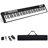 GOPLUS 88 Tasten Digital Piano, Multifunktions Keyboard mit 128 Rhythmen & 128 Töne & 20 Demo Songs, inkl. Tragtasche, Sustain-Pedal, Ladegerät, Bluetooth/MIDI, ideal für Einsteiger,