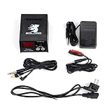 Solong Tattoo Netzteil-Kit - Digital LCD Display Tattoo Machine Power mit Cinch- und DC-Clip-Kabel Fußpedal P142-RCAKIT-3-EU
