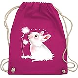 Shirtracer Ostern Kinder - Hase mit Pusteblume - Unisize - Fuchsia - Spruch - WM110 - Turnbeutel und Stoffbeutel aus Baumw