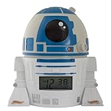 BulbBotz Star Wars 2021401 R2D2 Kinder-Wecker mit Nachtlicht und typischem Geräusch , blau/weiß, Kunststoff , 14 cm hoch , LCD-Display , Junge/ Mädchen ,