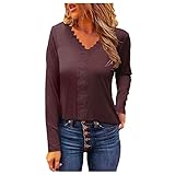 XTBFOOJ Langarmshirt v Ausschnitt Damen Pullover & strickjackenfür Damen Damen Herbst Regenjacke warm Damen Weihnachtspullover Sweatshirt Vintage Lange Tunika blusen Vintage Sw