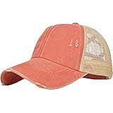 Pinicecore Womens Crisscross Ponytail Baseballmütze, Unordentliche High Bun Cap Vintage Umgebaute Papa Hut Orange 1p