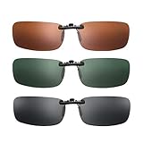 VOSAREA Sonnenbrille Clip, 3er Pack Sonnenbrille Aufsatz Polarisationsbrille Clip mit Brillen-Etui - geeignet für Frauen und M