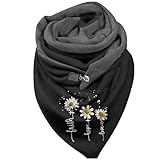 CCOOfhhc Damen Schals Warmer Dreieckschal mit Button Winterschals Retro Baumwollschals Wickelschal Lässige Herbstschal Halstücher übergroßer Weich S