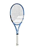 Babolat Pure Drive Lite Tennisschläger, Schwarz / Blau / Weiß (4 1/8 Griff), besaitet mit natürlicher Farbe (bester leichter All-Court-Schläger)