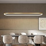 Bellastein Pendelleuchte Oval Esstisch Büro Lampen, LED Hängeleuchte Dimmbar Deckenleuchte mit Fernbedienung, Modern Ring Design Kronleuchter für Esszimmer Küchenlampe Blendfrei (L70cm, Gold)