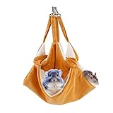 YSISLY Kleintier-Hängematte，Weiche und warme Hängematte süßes hängendes Bett，Höhlen-Hängebettkäfig-Schlafnest für Eidechsen, Hamster, Meerschweinchen, Honiggleiter，Frettchen, Papageien (L, Gelb)