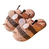 Damen Herren Hausschuhe Winter Warme Cartoon Hausschuhe Unisex Plüsch Tier Hausschuhe Paare Flauschige Winter Weiche Hausschuhe Anti-Skid Cute Home Slipper Indoor Outdoor Warme Schuhe, rose, 38/39 EU