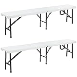 Deuba 2X Bierbank Klappbar Kunststoff Tragegriff leicht 183x28x44 Klappbank Faltbank Camping Garten Party Bank Sitzbank