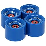 FunTomia 4 Stück Longboard/Skateboard Rollen (Big Wheels) in 70x51mm 80A oder 70x51mm 86A inkl. Mach1® Kugellager (blau / 80A Rollenhärte)