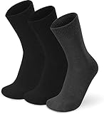 normani 3 Paar Alpaka-Vollplüsch Wintersocken mit extra weichem Gummibund für Damen und Herren Farbe Schwarz/Schwarz/Anthrazit Größe 39-42