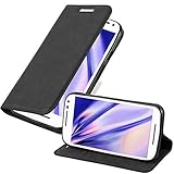 Cadorabo Hülle für Motorola Moto G3 in Nacht SCHWARZ - Handyhülle mit Magnetverschluss, Standfunktion und Kartenfach - Case Cover Schutzhülle Etui Tasche Book Klapp Sty