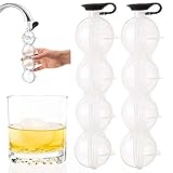 Hicollie 2pcs 4 Loch Eiswürfelschalen Große Eisball Maker Formen Eisbox Eiswürfelform Silikon Rund Gross Whisky Eiswürfel Form Ice Cube Moulds Trays Eiswürfelformen Kugel für Home Kitchen Bar Party