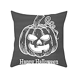 HeiHeiDa Halloween Kissenbezüge 45 x 45cm, Baumwolle Leinen Muster Halloween Kürbis Thema dekorative Kissenbezüge Zuhause Sofa Bettwäsche Auto Herbst Thanksgiving Halloween Dek