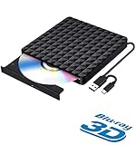 Externe Blu Ray DVD Laufwerk 3D, Tragbar USB 3.0 USB C Bluray CD DVD RW Rom Player Brenner für MacBook, Laptop, Desktop, Mac OS, Windows XP/7/8/10