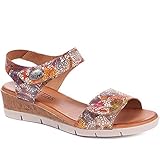 Pavers Damen Leder Riemen Sandalen Keilabsatz Sommer Schuhe Mehrfarbig 41 EU