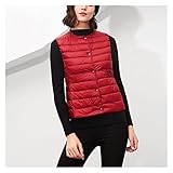 SSMDYLYM Frauen Weiße Ente Daunenweste Weiche Stoff Ultraleichte Weste Jacke Winter Rundkragen Ärmelloser Mantel (Color : Red, Size : L code)