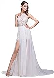 Unbekannt NEU Brautkleid Sommer Strand 34-42 Braut Kleid Hochzeit Schleppe Offener Rücken (38, Weiß/Champagner)