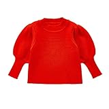 Kleinkind Baby Volltonfarbe Lang Lanternarmeln Knit Pulli Oberteile Mädchen Männlich Casual Loose Rundhals Warm Pullover Tops Little Kid Bequem Leicht T-Shirt Kind Freizeit Bluse Tunika Sweater T