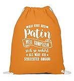shirt-o-magic Patentante: Patin = Komplizin? - Baumwoll Gymsac -37cm-46cm-Orang