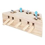 Ysoom Interaktives Katzenspielzeug, Holz, Spielzeug, Maulwurf Maus, Puzzle Box mit süßen Cartoon Spielzeugen für Katzen, Jagd, Spielen, Trainieren, Kratzen – 5 Lö