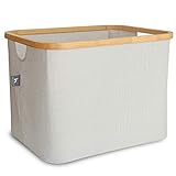 HENNEZ Wäschekorb faltbar 40L beige, Ideal als Aufbewahrungskorb, Aufbewahrungsbox Stoff, Korb Aufbewahrung, faltbare Aufbewahrungsboxen für Regale, Körbe für Regal, Körbe Aufbewahrung für IKE