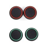 Heritan 2 Paar Spiel Joystick Thumbstick Kappen Fuer 4 PS4 Steuerung, Schwarz+Gruen,Schwarz+R