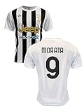 ZeroPlayer Trikot Bianconeri Alvaro Morata 9 Home 2021 2022 Offizielle Nachbildung (Größe 2 4 6 8 10 12 Jahre Kinder Jungen) (Größe S M L XL XXL Erwachsene) Weiß, Schwarz, 100% Poly