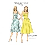 Vogue Damen Easy Schnittmuster 9100 geraffter Rock Kleider mit Cup Größen + GRATIS Minerva Crafts Craft G