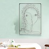 3D Metall Wandkunst Dekor, Dame Wandrahmen Silhouette, Home Office Abstrakte Linie Dekoration, Geschenke für Mama Frauen Freundin (20' B x 28' H/52cm x 72cm),Gold (Schwarz)