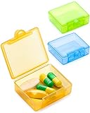 3 Stück Tablettenbox Pillendose Klein Für Unterwegs, Passen Fast In Jede Tasche Hosentasche - Blau Gelb Grü