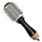 Hot Kamm Haarglätter 3 in 1 Haartrockner Elektrische Trockner Heißluftbürste Haarglätter Curler Kamm Haartrockner Styling Kamm Glatter Oder Gewellter Styling ( Color : Gold , Plug Type : UK Plug )