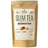 SLIM TEA - Abnehmen Schnell & Fettverbrenner - Grüner Tee lose, Mate, Ingwer, Löwenzahn, weißer Tee, Hibiscus, Schachtelhalm, Brennessel, Papaya, Kardamom - Antioxidantien - Natürliche Zutaten 100g