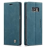 QLTYPRI Hülle für Samsung Galaxy S8, Vintage Dünne Handyhülle mit Kartenfach Geld Slot Ständer PU Ledertasche TPU Bumper Flip Schutzhülle Kompatibel mit Samsung Galaxy S8 - B