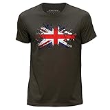 Stuff4 Herren/groß (L)/Dunkelbraun/Rundhals T-Shirt/UK Union Jack Flagg