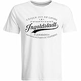 Ingolstadt T-Shirt mit Breitengrad Längengrad Koordinaten GPS Stadt Souvenir Geschenk (Herren, Schwarz, Weiß, Navy), Farbe: Weiß, Größe: S