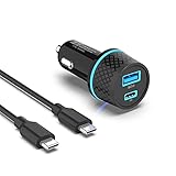 Superer USB-C KFZ Auto Schnellladegerät Passend für Samsung Galaxy S10 S10e S9 S8 Note 10 9 8,A51 A71 A41 A21 A21s A20e A50 A12,Power Delivery 3.0&QC3.0 mit 1m Ladekab