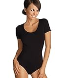 Gatta Damen Body T-Shirt eleganter kurzarm Body schwarz S