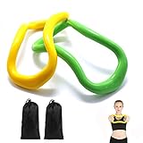 Riveryy 2 Stück TPE Yoga-Ring Pilates Ausrüstung Fascia Stretching Ring Training Tool zum Tonen von Oberschenkeln, Bauchmuskeln und Beinen,Mobilität, Stretchausrüstung (grün und gelb)