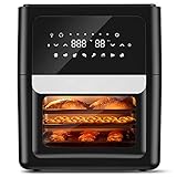Enklov Power Air Fritteuse mit Rotisserie, 13 Quart, XL mit 41 Rezepten, vollständig beheiztes Zyklon-System, 1700 W, schnelles Kochen, 8 Kochvorlagen und 9 Zubehör für große F