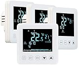 revolt Raumtemperaturregler: 4er-Set Wand-Thermostate für Fußbodenheizung, LCD, Touch-Tasten (Raumthermostate)