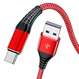 USB Typ C Kabel, [3er Pack, 180 cm] USB A auf Typ C Premium Nylon geflochten 180 cm Schnellladekabel für Samsung Galaxy A51 / A20 / A10 / S10 / S9 / S8 / Note 8, Typ C Ladegerät, 180 cm USB-Kabel, R