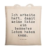 Mr. & Mrs. Panda Tragetasche mit Spruch Ich arbeite hart, damit Meine Katze EIN besseres Leben haben k