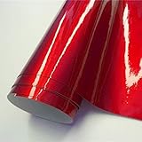 Sankuai 1pc Glossy Süßigkeit Vinylverpackungs-Ultra Gloss Metallic Car Wrapping Film Folie Autoaufkleber Computer-Laptop-Telefon-Abdeckung (Farbe : Rot, Größe : 152X30 cm)