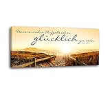 Dalinda® XXL-Wandbild Leinwandbild mit Spruch Unsere wahre Aufgabe. 100x40cm Wanddekoration Keilrahmenbild Kunstdruck Wandbild Panorama Leinwandbild LS007