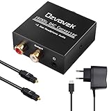 Digital SPDIF Toslink zu Analog Stereo Audio R/L Wandler Audio Konverter Ozvavzk 192KHz DAC Adapter Converter mit Optisch Kabel,TV Optisch Koaxial Input, Kopfhörer Lautsprecher 3.5mm AUX L/R Outp